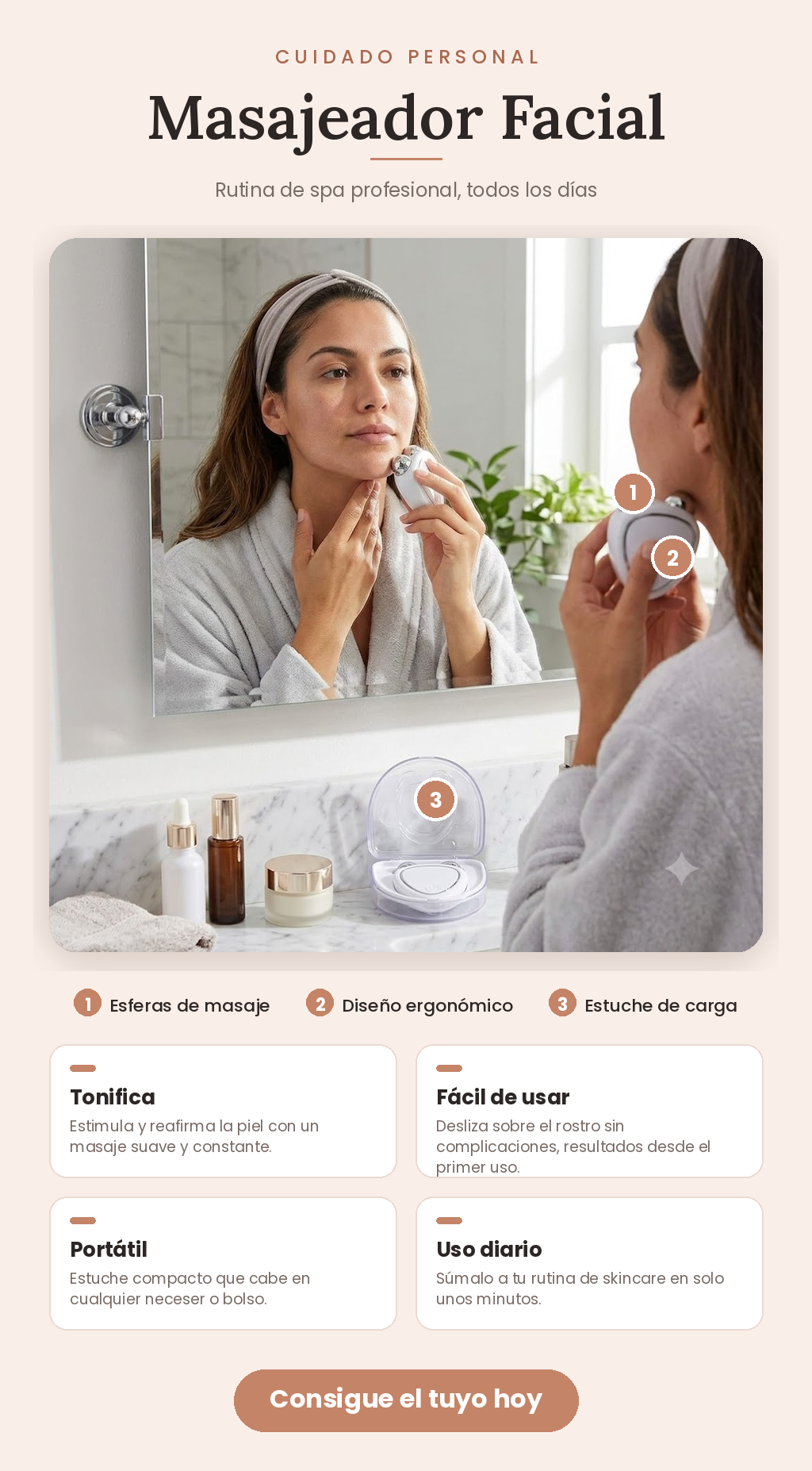 Masajeador Facial Microcorriente